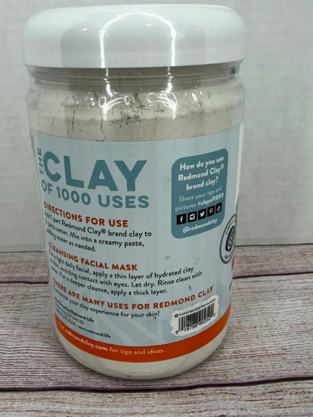 REDMOND Natural Bentonite Clay, Soothing Mud Mask, Facial, Skin 24oz Jar New